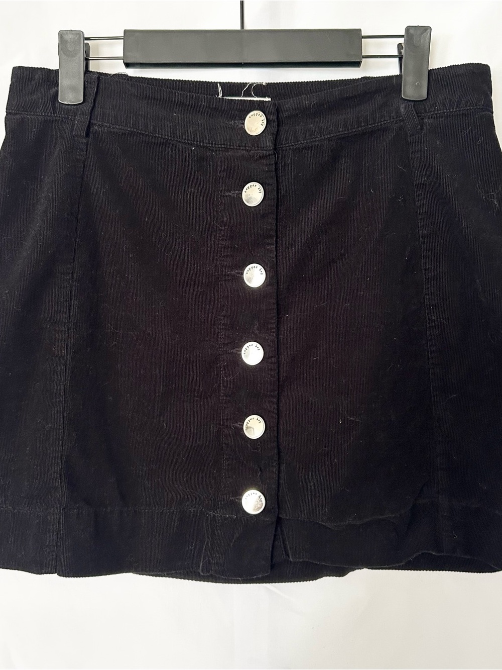 Copper Key Black Button-Front Mini Skirt